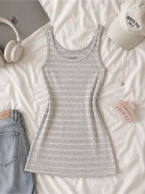 Merona Light Gray Striped Tank Top
